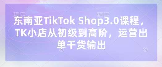 东南亚TikTok Shop3.0课程，TK小店​从初级到高阶，运营出单干货输出汇创网-网创项目_汇创网_中创网_福缘网_冒泡网_资源整合平台汇创网
