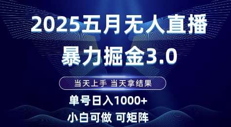 2025五月无人直播暴力掘金3.0，当天上手，当天拿结果，单号日入1k+小白可做可矩阵【揭秘】汇创网-网创项目_汇创网_中创网_福缘网_冒泡网_资源整合平台汇创网