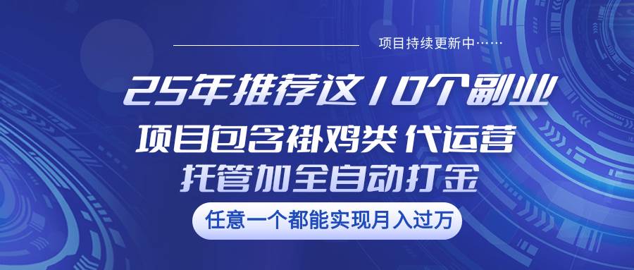 25年推荐这10个副业 项目包含褂鸡类、代运营托管类、全自动打金类汇创网-网创项目_汇创网_中创网_福缘网_冒泡网_资源整合平台汇创网