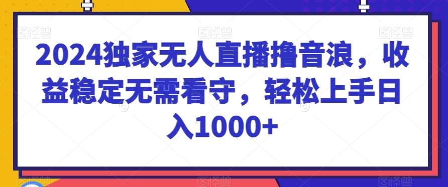 2024独家无人直播撸音浪，收益稳定无需看守，轻松上手日入1000+【揭秘】网创项目_汇创网_中创网_福缘网_冒泡网_资源整合平台汇创网