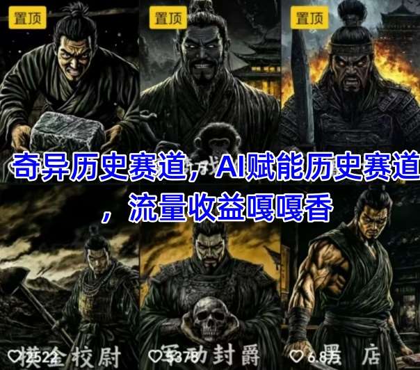 抖音奇异历史赛道，AI赋能历史赛道，流量收益嘎嘎香，狂撸伙伴计划汇创网-网创项目_汇创网_中创网_福缘网_冒泡网_资源整合平台汇创网