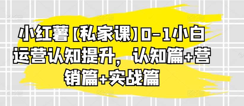 小红薯【私家课】0-1小白运营认知提升，认知篇+营销篇+实战篇汇创网-网创项目_汇创网_中创网_福缘网_冒泡网_网创项目平台汇创网