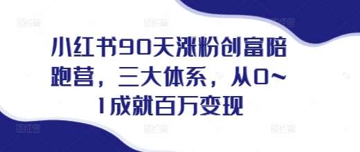 小红书90天涨粉创富陪跑营，​三大体系，从0~1成就百万变现，做小红书的最后一站汇创网-网创项目_汇创网_中创网_福缘网_冒泡网_网创项目平台汇创网