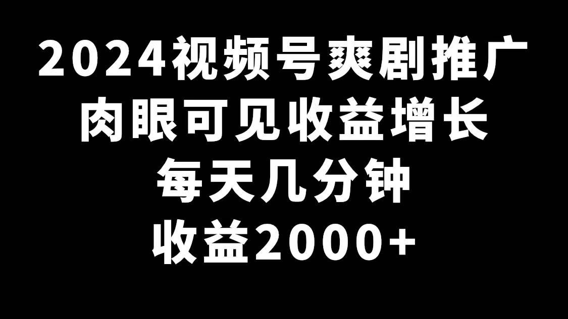 （9028期）2024视频号爽剧推广，肉眼可见的收益增长，每天几分钟收益2000+汇创网-网创项目_汇创网_中创网_福缘网_冒泡网_网创项目平台汇创网