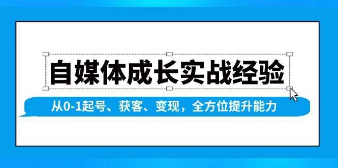 自媒体成长实战经验，从0-1起号、获客、变现，全方位提升能力汇创网-网创项目_汇创网_中创网_福缘网_冒泡网_资源整合平台汇创网