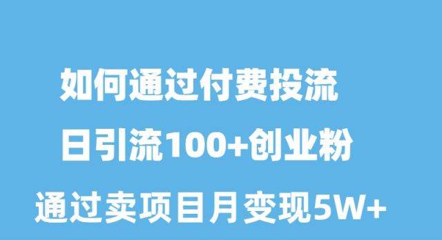 （10189期）如何通过付费投流日引流100+创业粉月变现5W+汇创网-网创项目_汇创网_中创网_福缘网_冒泡网_资源整合平台汇创网