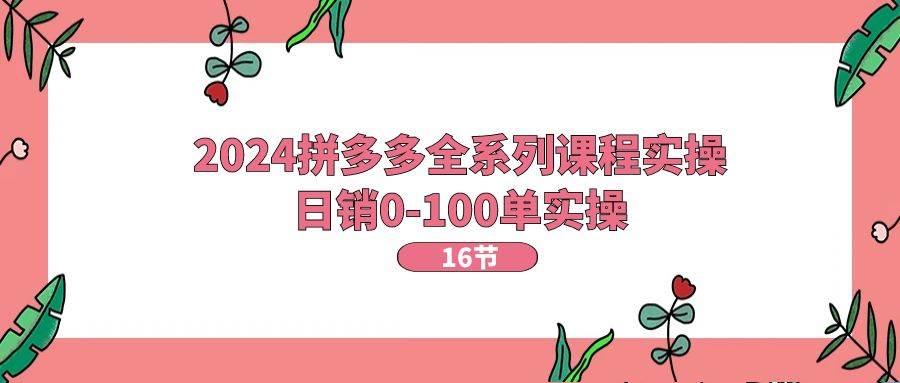 （11222期）2024拼多多全系列课程实操，日销0-100单实操【16节课】汇创网-网创项目_汇创网_中创网_福缘网_冒泡网_资源整合平台汇创网
