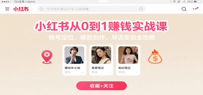 小红书从0到1赚钱实战课：账号定位、 爆款创作 、导流变现全攻略汇创网-网创项目_汇创网_中创网_福缘网_冒泡网_资源整合平台汇创网