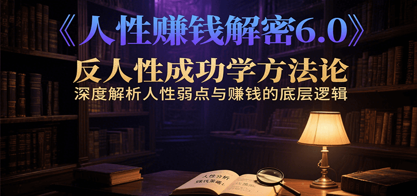 人性赚钱解密6.0，反人性成功学方法论，深度解析人性弱点与赚钱的底层逻辑汇创网-网创项目_汇创网_中创网_福缘网_冒泡网_资源整合平台汇创网