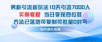 男粉引流新玩法10天引流7000人当日变现四位数可复制可批量0封号汇创网-网创项目_汇创网_中创网_福缘网_冒泡网_资源整合平台汇创网