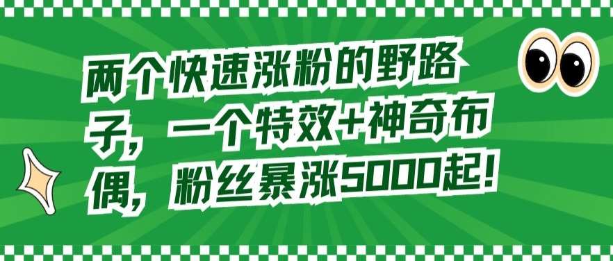 两个快速涨粉的野路子，一个特效+神奇布偶，粉丝暴涨5000起【揭秘】汇创网-网创项目_汇创网_中创网_福缘网_冒泡网_资源整合平台汇创网