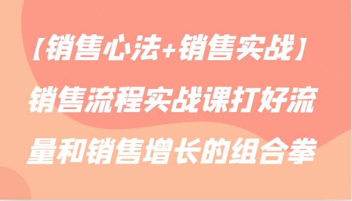 【销售心法+销售实战】销售流程实战课打好流量和销售增长的组合拳汇创网-网创项目_汇创网_中创网_福缘网_冒泡网_网创项目平台汇创网