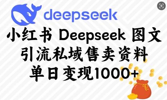 小红书Deepseek图文引流私域售卖资料，单日变现多张汇创网-网创项目_汇创网_中创网_福缘网_冒泡网_资源整合平台汇创网