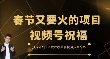 春节又要火的项目视频号祝福，分成计划+带货双收益，轻松月入几个W【揭秘】汇创网-网创项目_汇创网_中创网_福缘网_冒泡网_资源整合平台汇创网