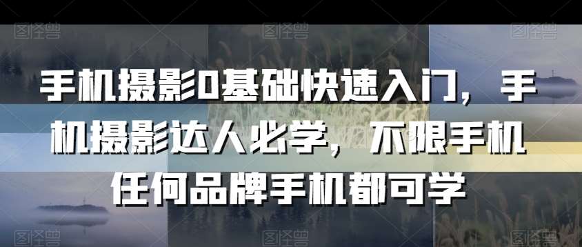 手机摄影0基础快速入门，手机摄影达人必学，不限手机任何品牌手机都可学汇创网-网创项目_汇创网_中创网_福缘网_冒泡网_资源整合平台汇创网