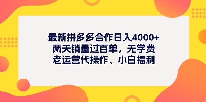 最新拼多多项目日入4000+两天销量过百单，无学费、老运营代操作、小白福利汇创网-网创项目_汇创网_中创网_福缘网_冒泡网_资源整合平台汇创网