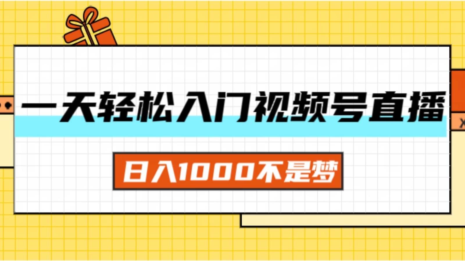 （11906期）一天入门视频号直播带货，日入1000不是梦汇创网-网创项目_汇创网_中创网_福缘网_冒泡网_资源整合平台汇创网