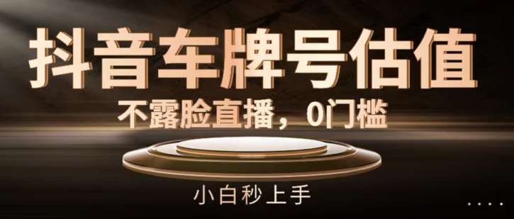 抖音车牌号估值，不露脸直播，0门槛，小白秒上手【揭秘】汇创网-网创项目_汇创网_中创网_福缘网_冒泡网_网创项目平台汇创网