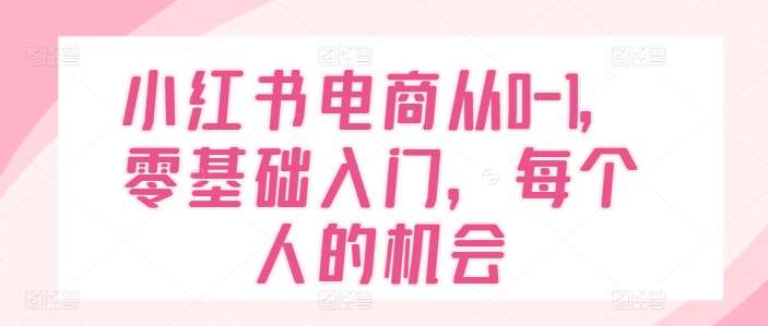 小红书电商从0-1，零基础入门，每个人的机会汇创网-网创项目_汇创网_中创网_福缘网_冒泡网_资源整合平台汇创网