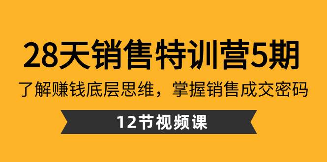 （8659期）28天·销售特训营5期：了解赚钱底层思维，掌握销售成交密码（12节课）汇创网-网创项目_汇创网_中创网_福缘网_冒泡网_资源整合平台汇创网