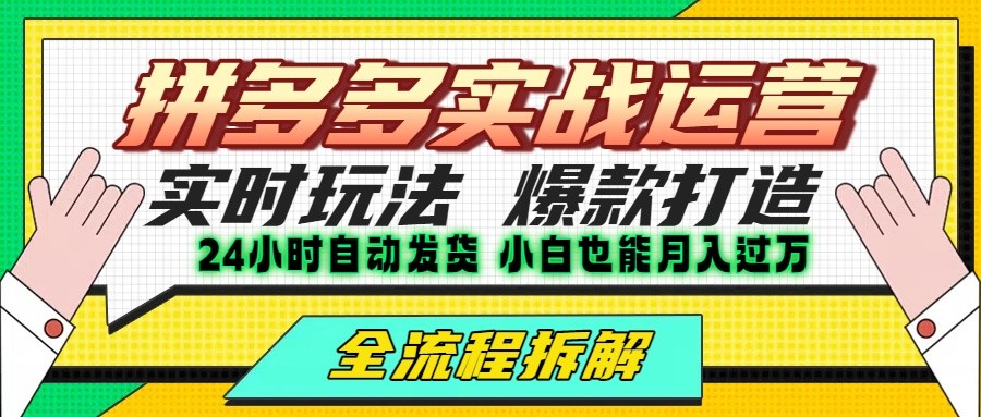 拼多多最新实战运营高投产：长久稳定项目，单店利润一天三位数汇创网-网创项目_汇创网_中创网_福缘网_冒泡网_资源整合平台汇创网