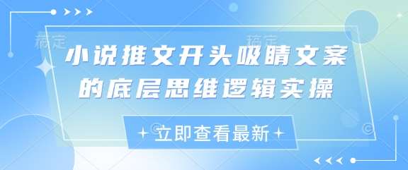 小说推文开头吸睛文案的底层思维逻辑实操汇创网-网创项目_汇创网_中创网_福缘网_冒泡网_资源整合平台汇创网