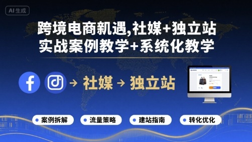 跨境电商新机遇，社媒+独立站，实战案例教学+系统化教学汇创网-网创项目_汇创网_中创网_福缘网_冒泡网_网创项目平台汇创网