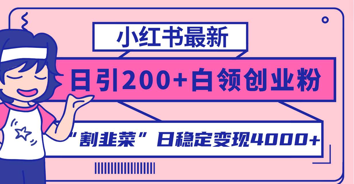 小红书最新日引200+创业粉”割韭菜“日稳定变现4000+实操教程！汇创网-网创项目_汇创网_中创网_福缘网_冒泡网_资源整合平台汇创网