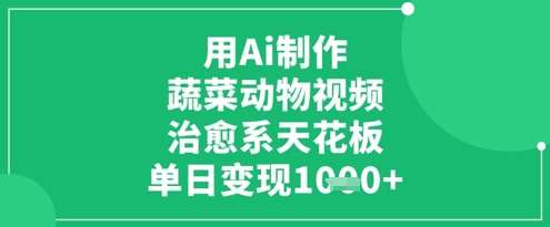 用Ai制作蔬菜动物视频，治愈系天花板，单日变现1k汇创网-网创项目_汇创网_中创网_福缘网_冒泡网_资源整合平台汇创网