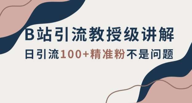 B站引流教授级讲解，细节满满，日引流100+精准粉不是问题【揭秘】汇创网-网创项目_汇创网_中创网_福缘网_冒泡网_资源整合平台汇创网