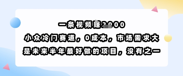 一条视频挣1k，小众冷门赛道，0成本，市场需求大，是未来半年最好做的项目，没有之一汇创网-网创项目_汇创网_中创网_福缘网_冒泡网_网创项目平台汇创网
