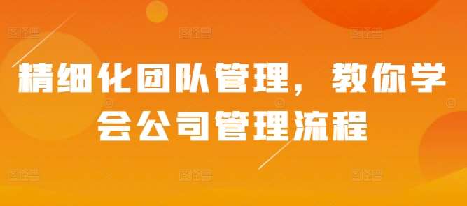 精细化团队管理，教你学会公司管理流程汇创网-网创项目_汇创网_中创网_福缘网_冒泡网_网创项目平台汇创网