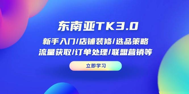 （14208期）东南亚TK3.0：新手入门/店铺装修/选品策略/流量获取/订单处理/联盟营销等汇创网-网创项目_汇创网_中创网_福缘网_冒泡网_资源整合平台汇创网