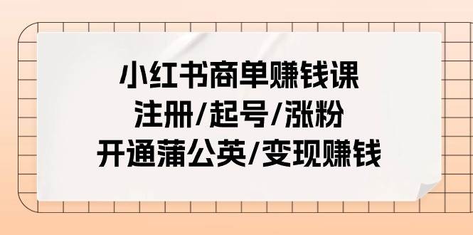 （11130期）小红书商单赚钱课：注册/起号/涨粉/开通蒲公英/变现赚钱（25节课）网创项目_汇创网_中创网_福缘网_冒泡网_资源整合平台汇创网