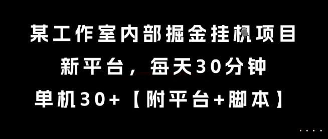 某工作室内部掘金挂G项目，新平台，每天30分钟，单机30+【揭秘】汇创网-网创项目_汇创网_中创网_福缘网_冒泡网_资源整合平台汇创网