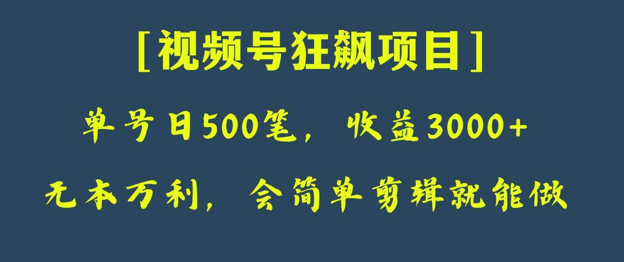 日收款500笔，纯利润3000+，视频号狂飙项目！汇创网-网创项目_汇创网_中创网_福缘网_冒泡网_资源整合平台汇创网