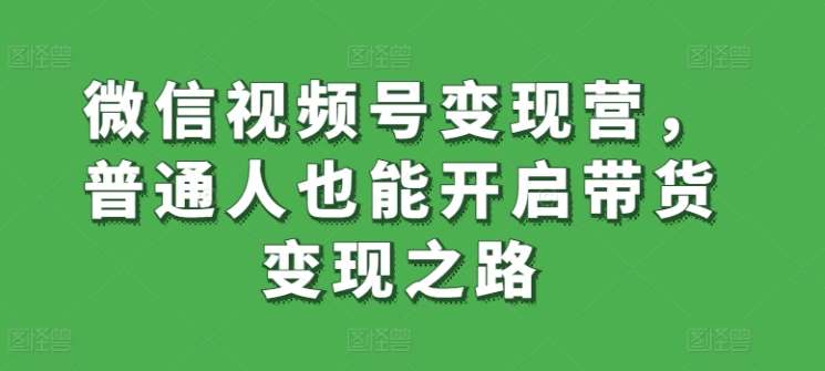 微信视频号变现营，普通人也能开启带货变现之路汇创网-网创项目_汇创网_中创网_福缘网_冒泡网_资源整合平台汇创网