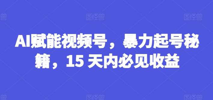 AI赋能视频号，暴力起号秘籍，15 天内必见收益【揭秘】汇创网-网创项目_汇创网_中创网_福缘网_冒泡网_网创项目平台汇创网