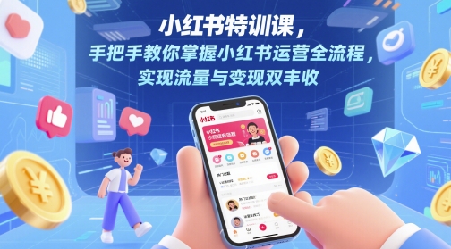 小红书特训课，手把手教你掌握小红书运营全流程，实现流量与变现双丰收汇创网-网创项目_汇创网_中创网_福缘网_冒泡网_资源整合平台汇创网