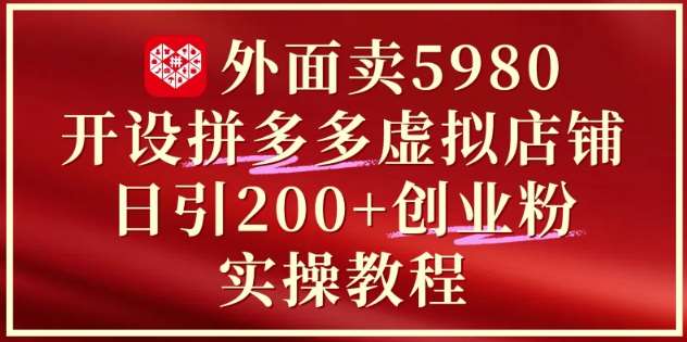 外面卖5980开设拼多多虚拟店铺：单日引流200+创业付费粉实战教程汇创网-网创项目_汇创网_中创网_福缘网_冒泡网_资源整合平台汇创网