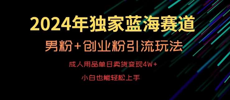 2024年独家蓝海赛道，成人用品单日卖货变现4W+，男粉+创业粉引流玩法，不愁搞不到流量【揭秘】汇创网-网创项目_汇创网_中创网_福缘网_冒泡网_资源整合平台汇创网