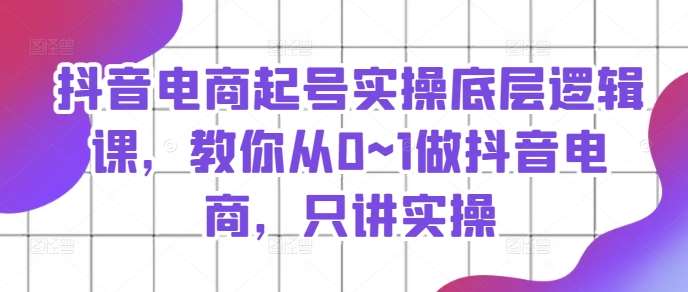 抖音电商起号实操底层逻辑课，教你从0~1做抖音电商，只讲实操汇创网-网创项目_汇创网_中创网_福缘网_冒泡网_网创项目平台汇创网