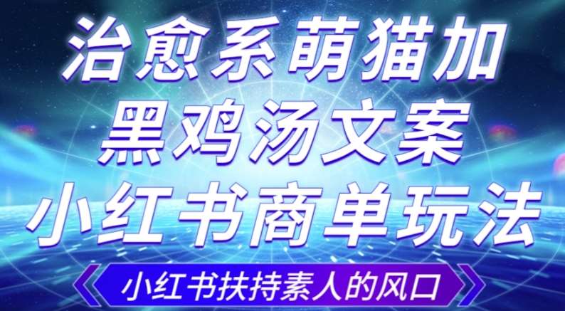 治愈系萌猫加+黑鸡汤文案，小红书商单玩法，3~10天涨到1000粉，一单200左右汇创网-网创项目_汇创网_中创网_福缘网_冒泡网_网创项目平台汇创网