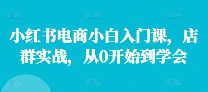 小红书电商小白入门课，店群实战，从0开始到学会汇创网-网创项目_汇创网_中创网_福缘网_冒泡网_资源整合平台汇创网