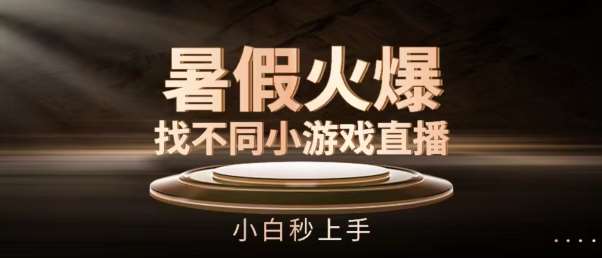 暑假火爆找不同小游戏直播间，小白秒上手【揭秘】汇创网-网创项目_汇创网_中创网_福缘网_冒泡网_资源整合平台汇创网