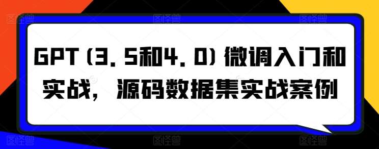 GPT(3.5和4.0)微调入门和实战，源码数据集实战案例汇创网-网创项目_汇创网_中创网_福缘网_冒泡网_资源整合平台汇创网