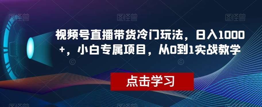 视频号直播带货冷门玩法，日入1000+，小白专属项目，从0到1实战教学【揭秘】汇创网-网创项目_汇创网_中创网_福缘网_冒泡网_资源整合平台汇创网