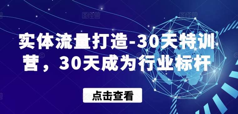 实体流量打造-30天特训营，30天成为行业标杆汇创网-网创项目_汇创网_中创网_福缘网_冒泡网_网创项目平台汇创网