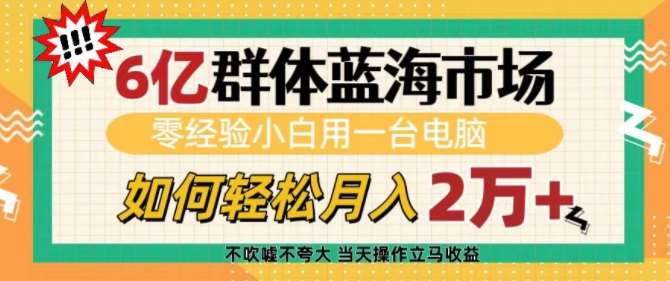 6亿群体蓝海市场，零经验小白用一台电脑，如何轻松月入过w【揭秘】汇创网-网创项目_汇创网_中创网_福缘网_冒泡网_资源整合平台汇创网