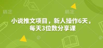小说推文项目，新人操作6天，每天3位数分享课汇创网-网创项目_汇创网_中创网_福缘网_冒泡网_网创项目平台汇创网
